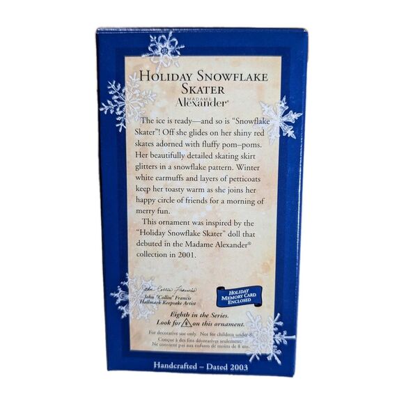 Hallmark 2003 Collector's Series: Madame Alexander Holiday Snowflake Skater NEW - Picture 2 of 7